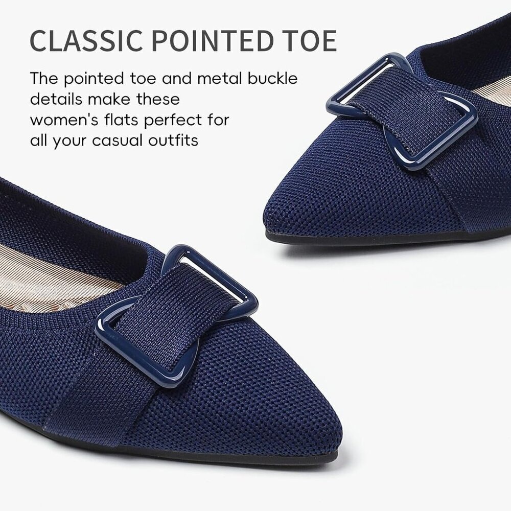 Knit Ballet Flats Women Size 7 Arch Support Slip-On Casual Dress Shoes - Picture 3 of 9